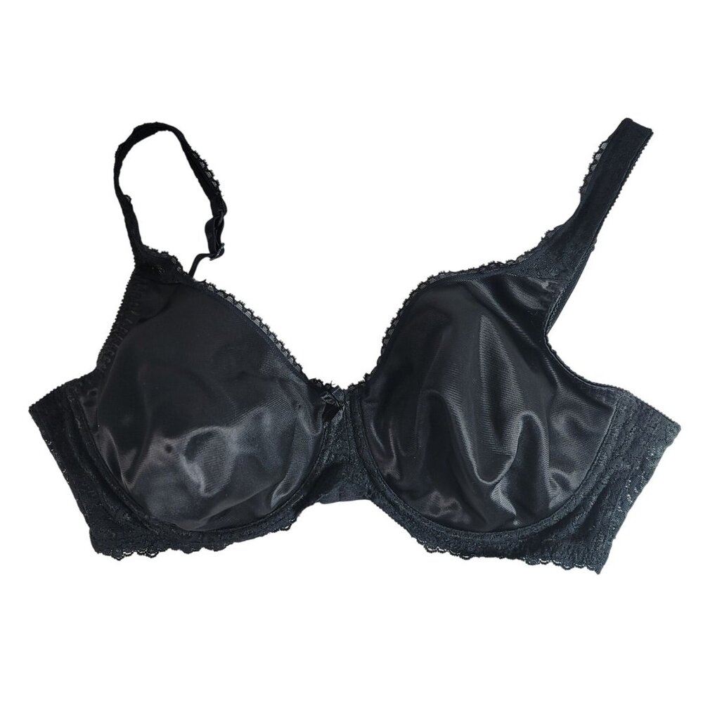 Playtex Secrets Underwire Bra Black 38D Lace No Padded Seamless Adj Straps #4442